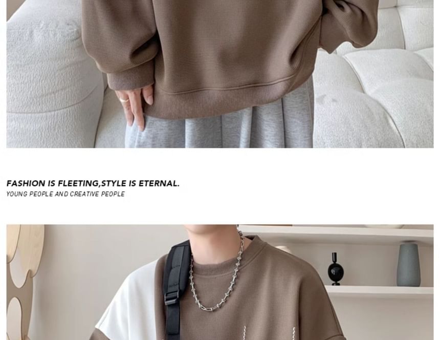 Savenne - Sweatshirt met ronde hals en twee kleuren
