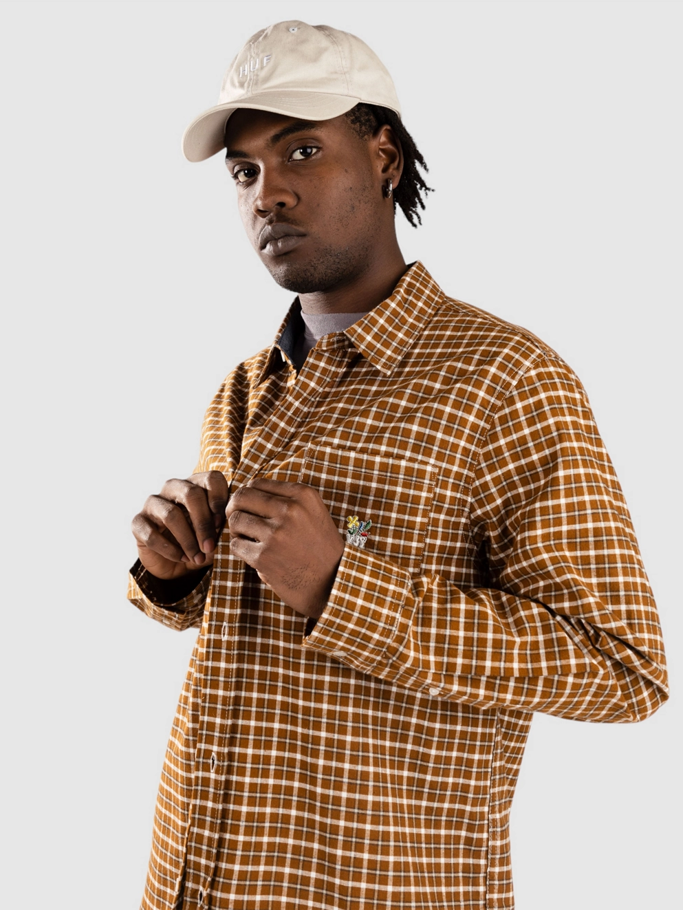 HUF Echo Oxford Plaid Shirt russet