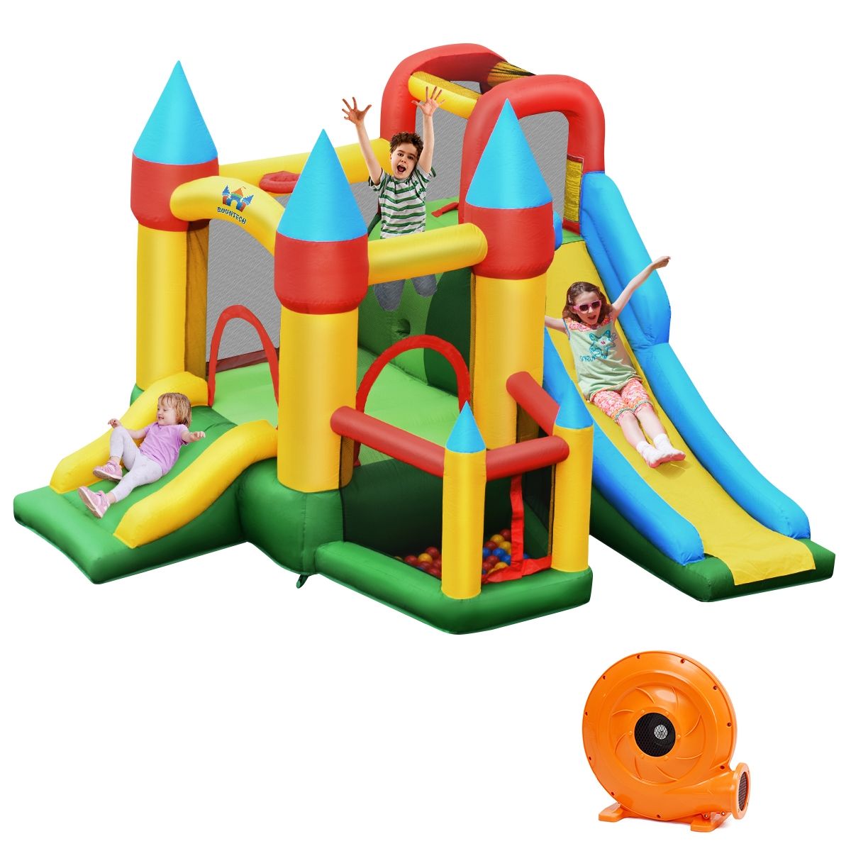 Château Gonflable avec Souffleur pour Enfants de 3 à 10 Ans avec Plusieurs Types de Jeu Différents 330 x 300 x 210 cm - Lidl-Manfred