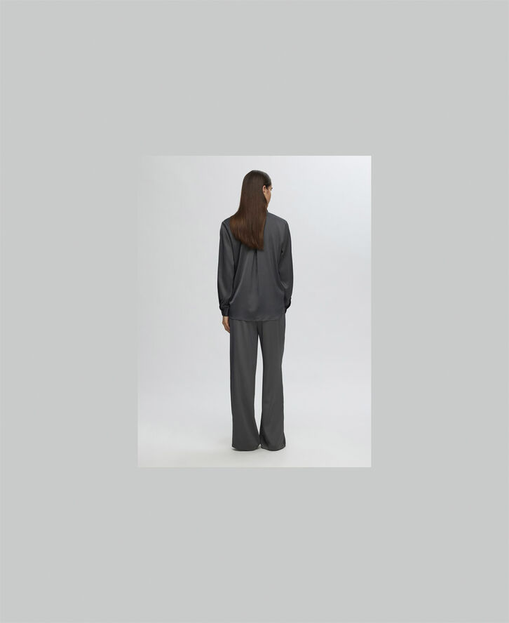Selected Femme SLFLENA-TINNI RELAXED MW WIDE PANT Volcanic ash