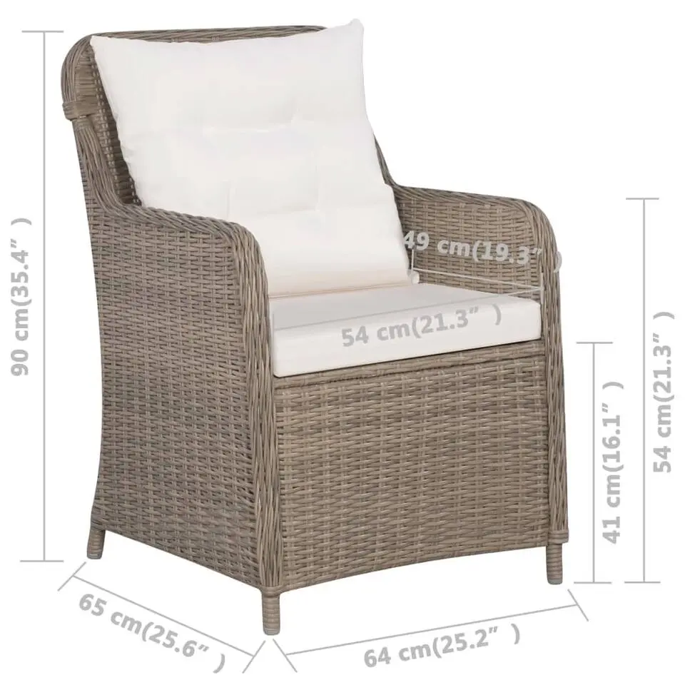 vidaXL - Tuinstoel - Bruin - Poly rattan - 2 stuks