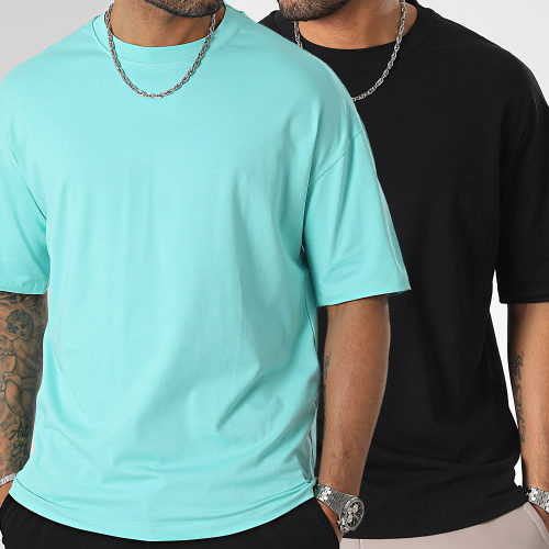 Lot De 2 Tee Shirts Oversize Large 1070521 Noir Turquoise