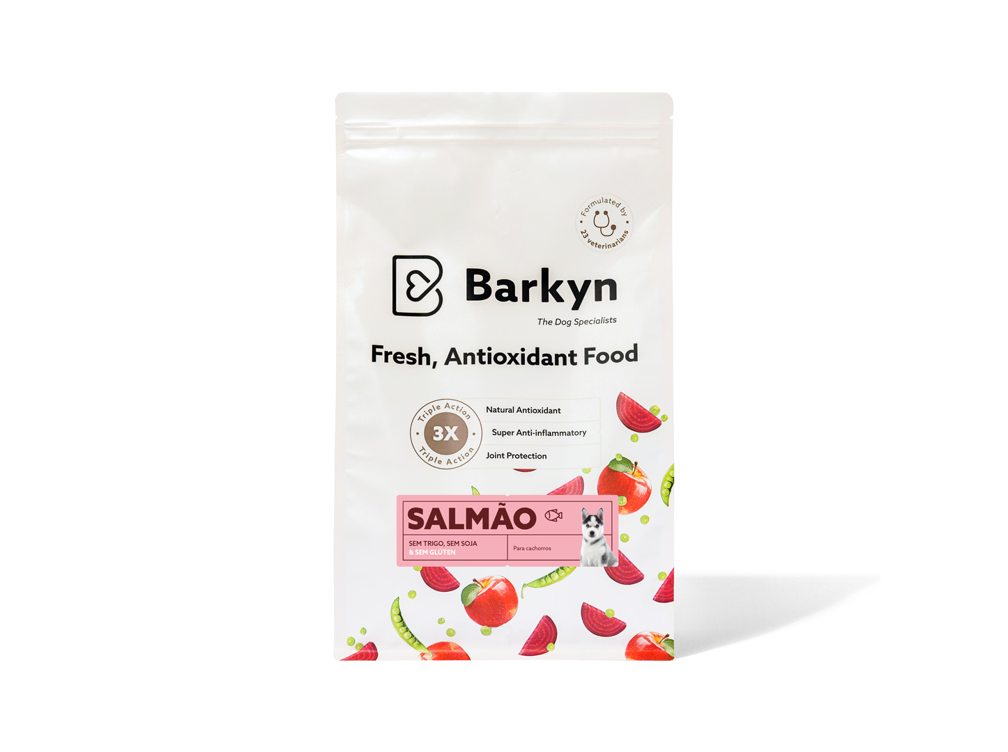 RAÇÃO NATURAL PARA CÃO BARKYN LOW GRAIN JÚNIOR SALMÃO 3KG