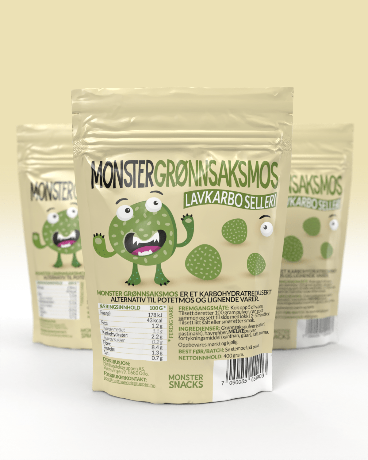 Monster Lavkarbo Grønnsaksmos - Selleri 3x400g - TREPAKNING!