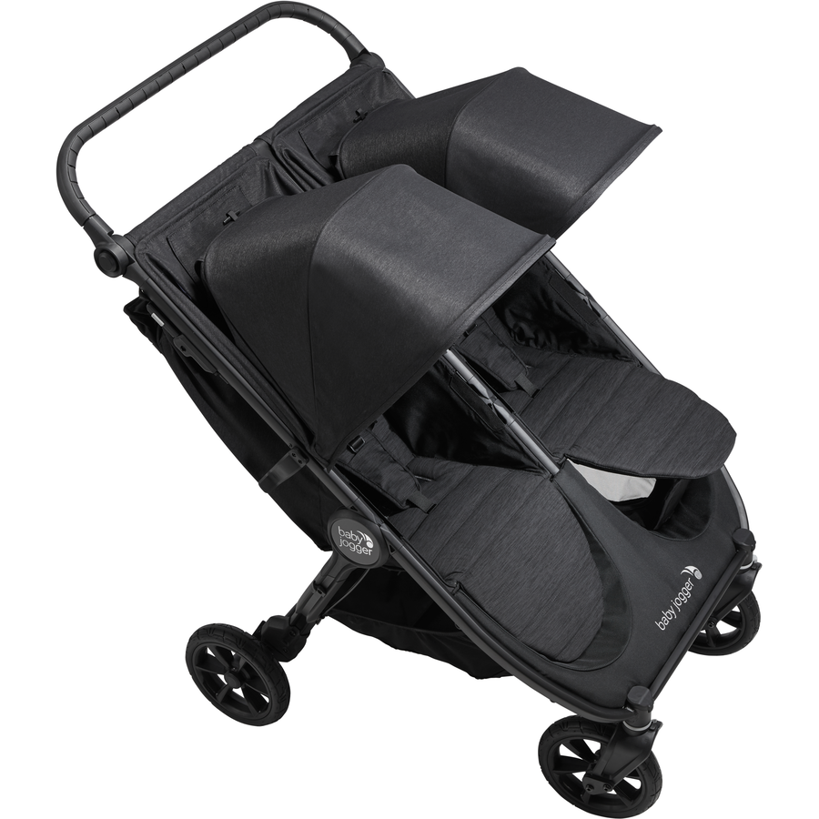 baby jogger Geschwisterwagen City Mini GT2 Double Jet schwarz inklusive Babywanne Mini GT2 Double, 1 x Sicherheitsbügel und Wetterschutz