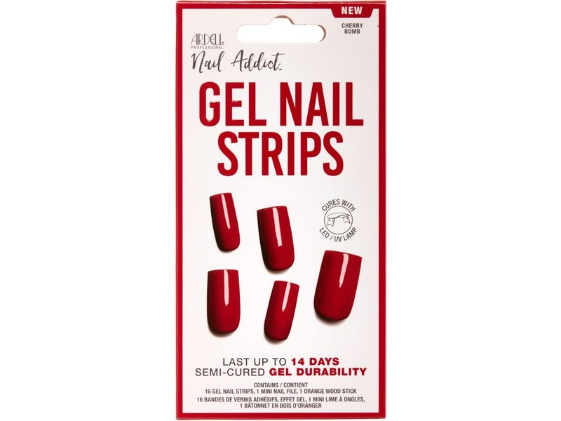 Ardell Gel Nail Strips Cherry Bomb 16 Stück Nagellack, der nicht trocknen muss, nicht absplittert und auch noch länger hält