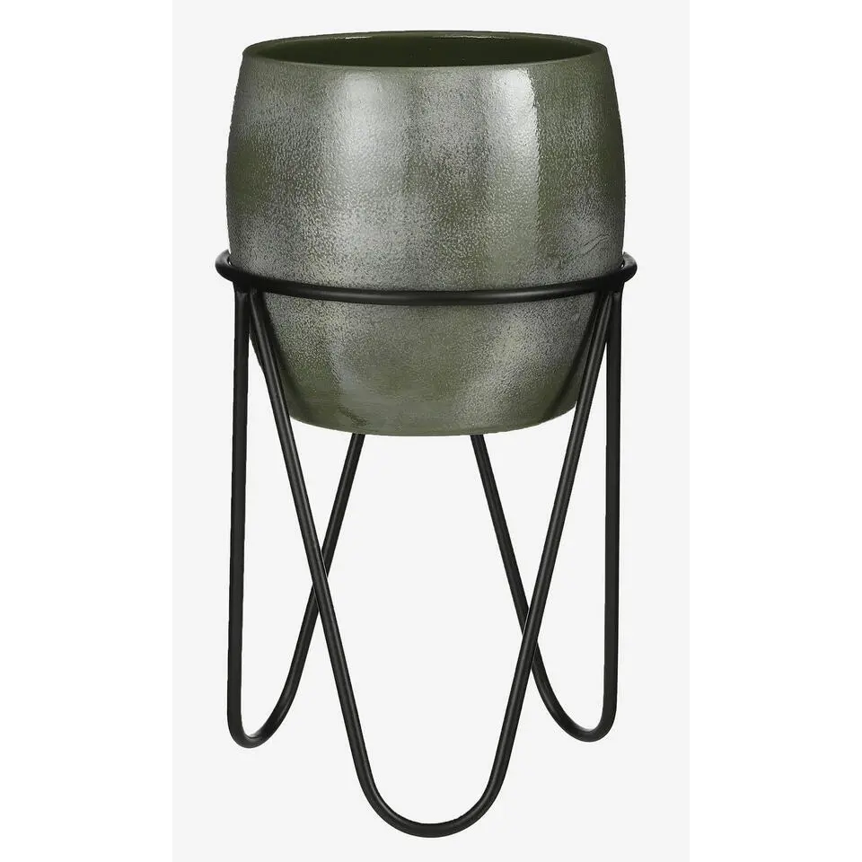 Mica Decorations Planten standaard - zwart - D11 x H12 cm -metaal