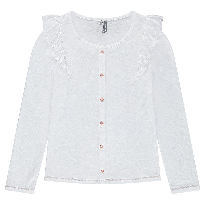 Gilet en tricot avec volants - Blanc