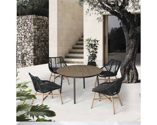 Garden Place Nadja 4-persoons tuinmeubelset bestaande uit: tafel, 4 stoelen inclusief kussens, aluminium, zwart
