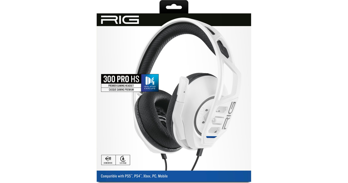 NaconRIG 300 PRO HS over-ear gaming headset  (Wit, PlayStation 4, PlayStation 5, Xbox, Nintendo Switch, Pc)