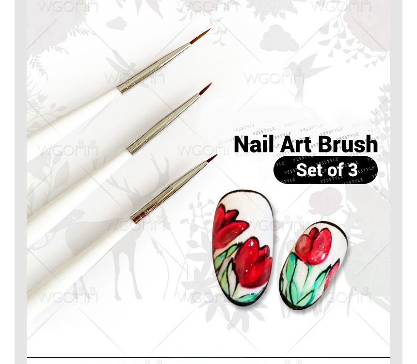 WGOMM - Set van 3: Nagelkunstkwast
