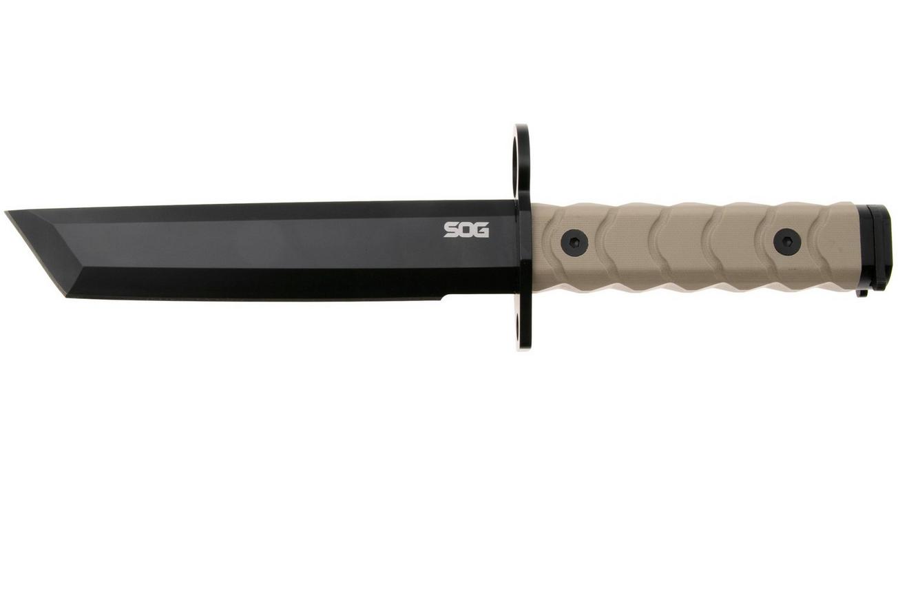 SOG BAR15T BY1003-BX, Black PVD AUS-8 Tanto, FDE G10 vaststaand mes
