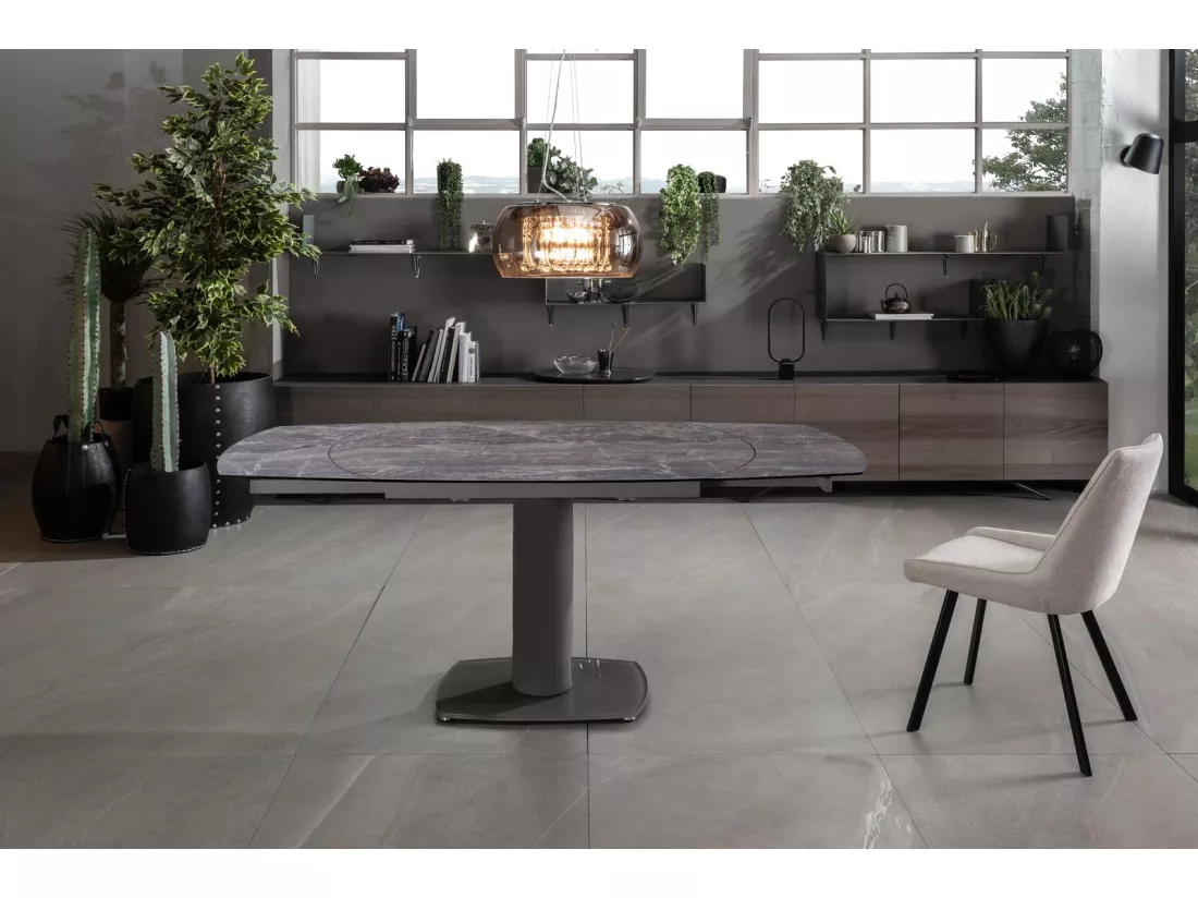 Kyoto Table extensible (120/180 x 90 cm) en verre anthracite
