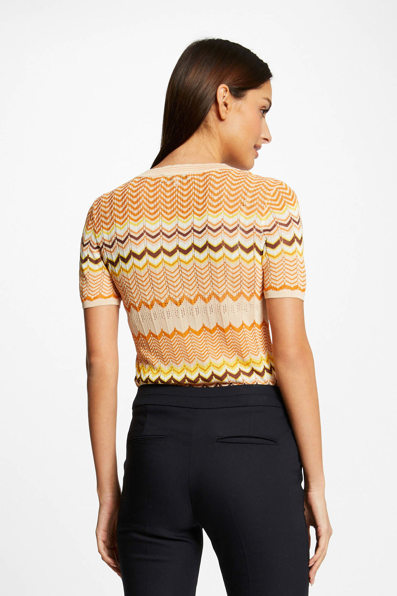 Camisa de manga curta com estampa chevron - Estampa branca