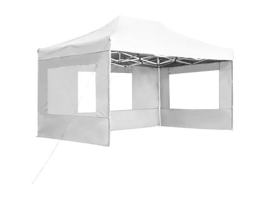 Tente de réception pliable avec parois Aluminium 4,5x3 m Blanc