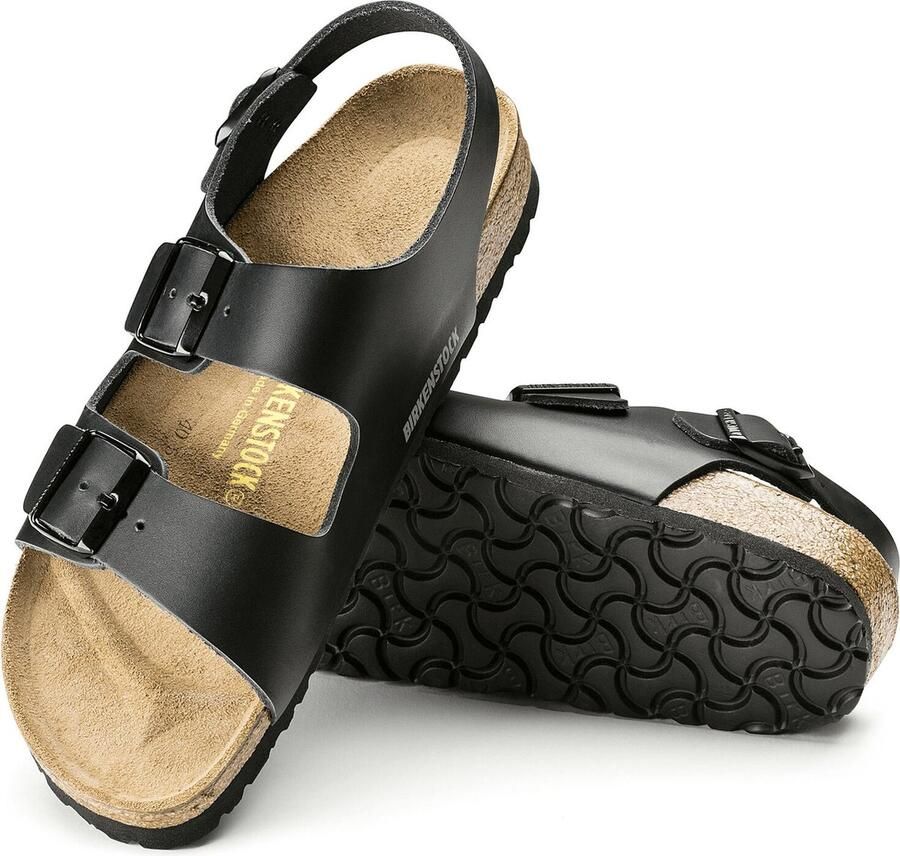 Birkenstock Zwarte Sandalen met Leren en Synthetische Voering Black