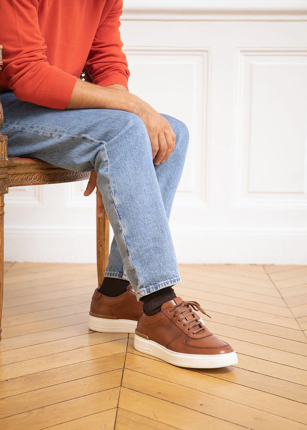 SNEAKERS SABATO CUIR MARRON