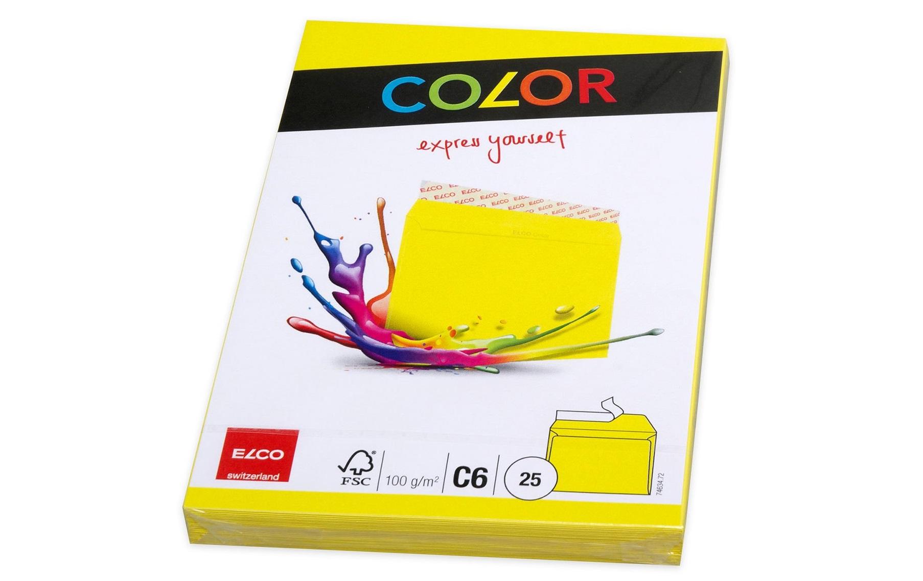 Couvert Color C6, Keine Fenster, 25 Stück, GelbFarbige Briefumschläge von Elco