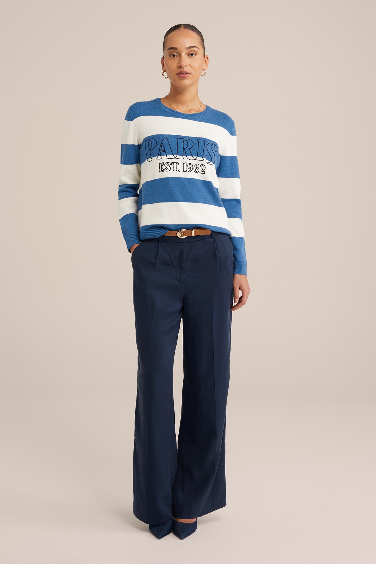 trui met dessin WE Fashion Felblauw