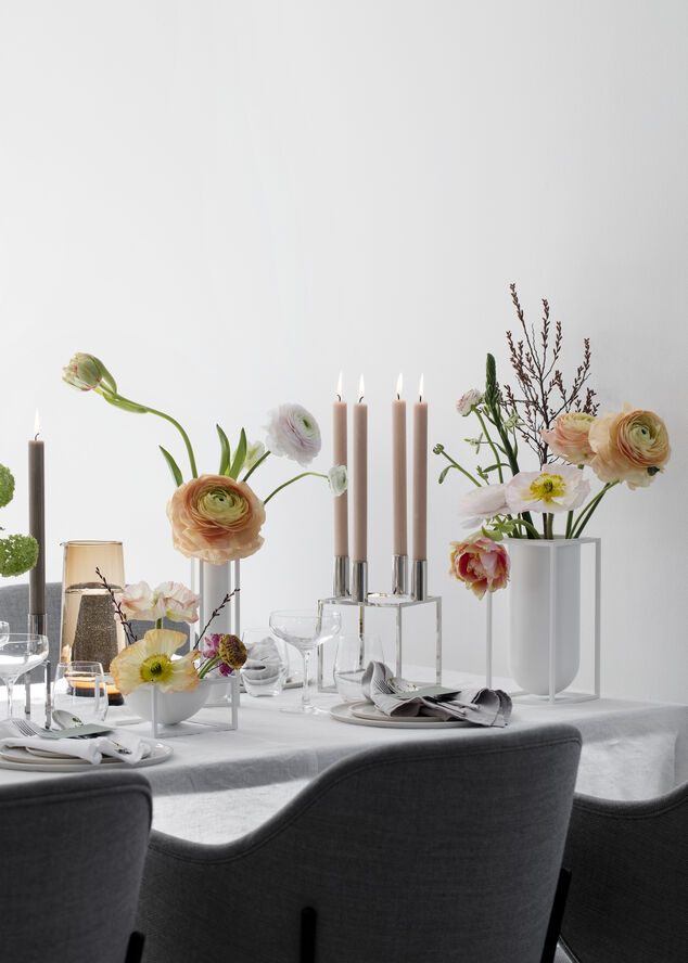Audo Copenhagen Kubus 4, Candle Holder, Nickel-Plat Blank stål