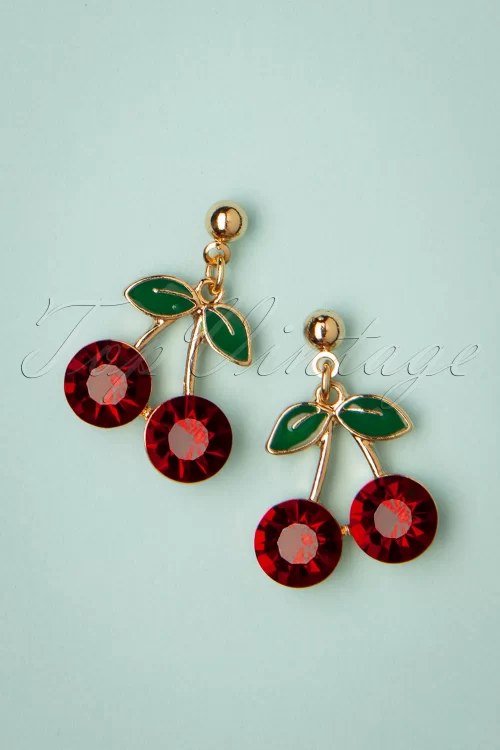 Lovely Cherry oorstekers in goud