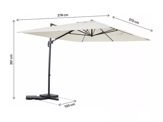 Parasol jardin déporté en aluminium 