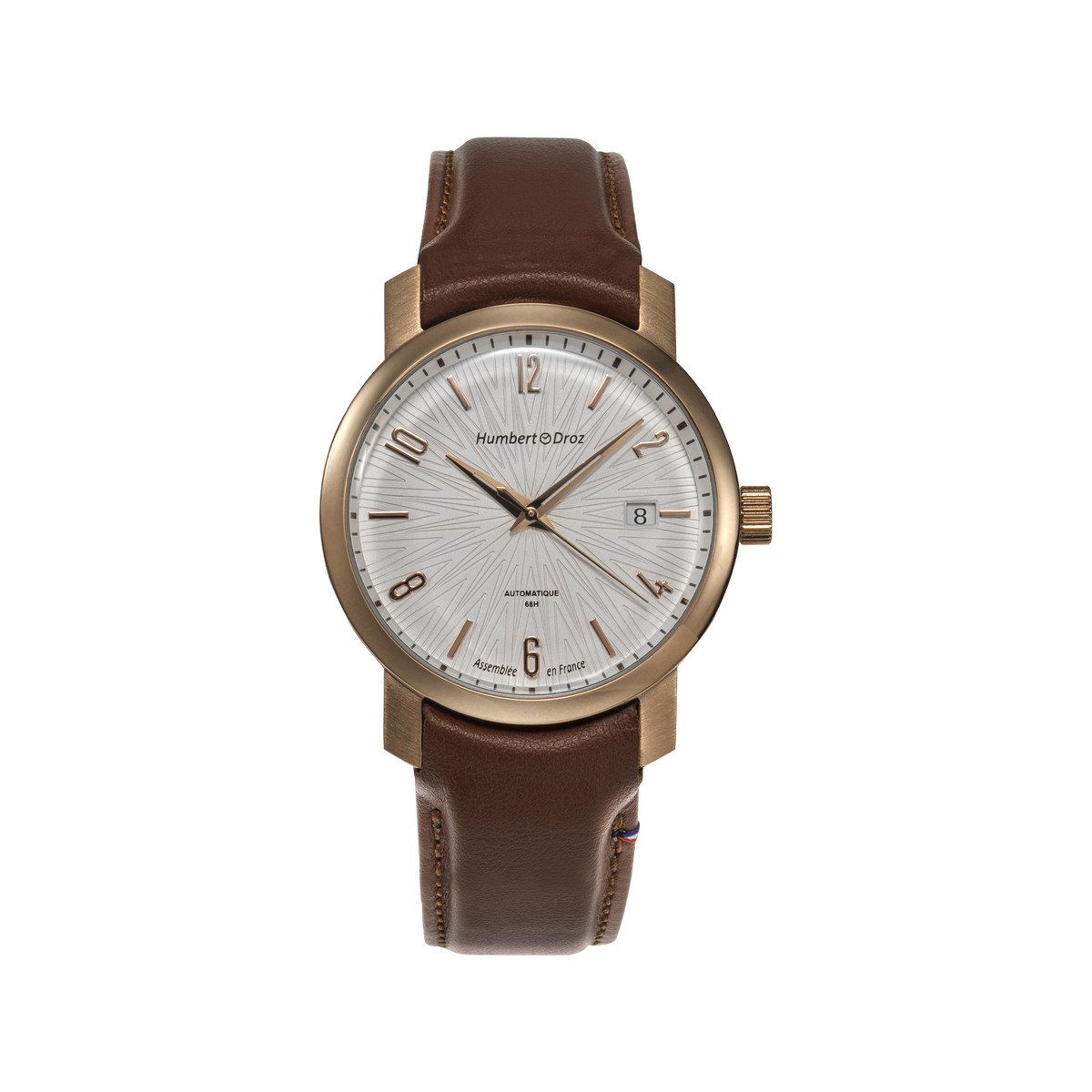 Montre HUMBERT-DROZ hd8 homme automatique, bracelet cuir marron clair