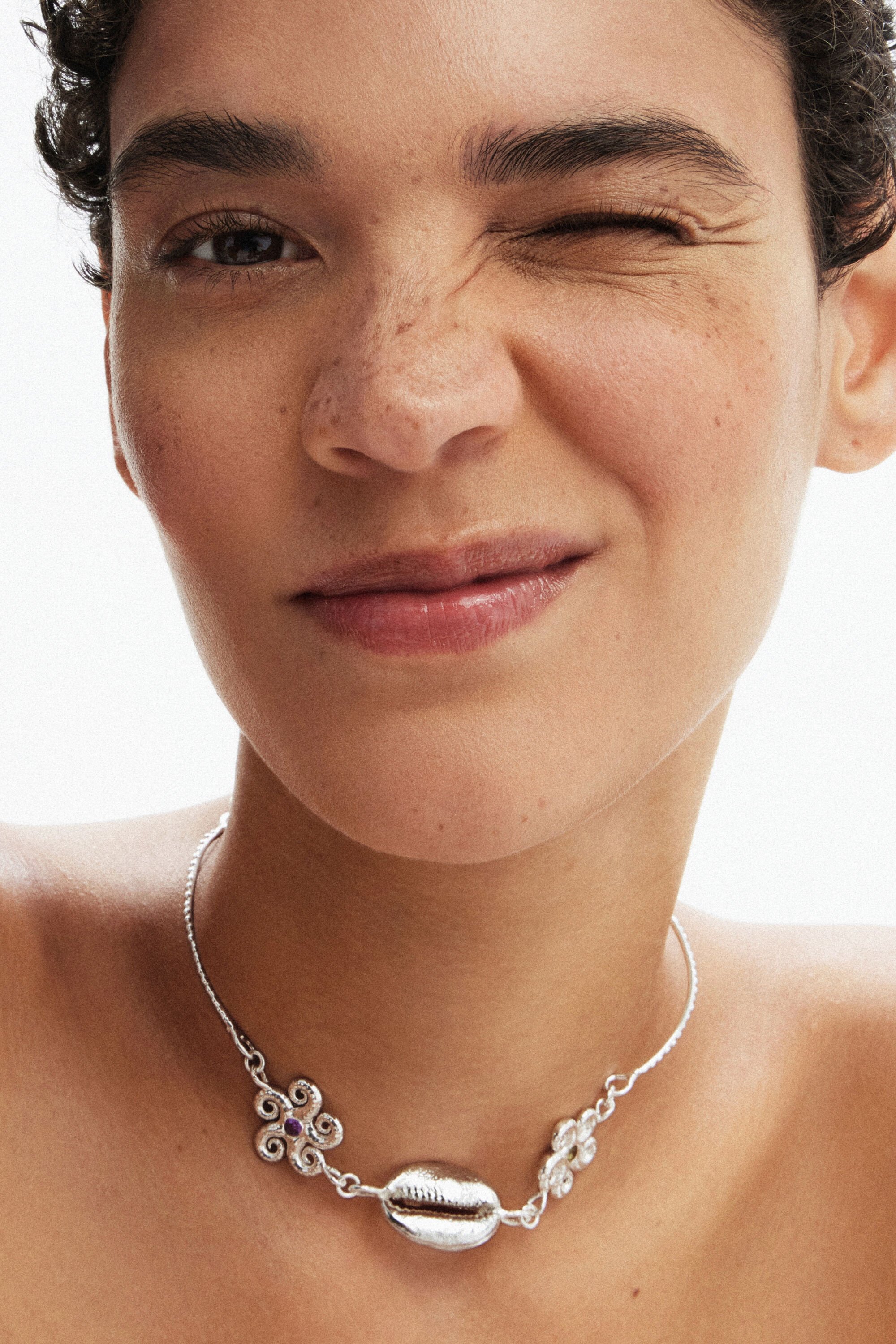 Choker coquillage plaqué argent Zalio