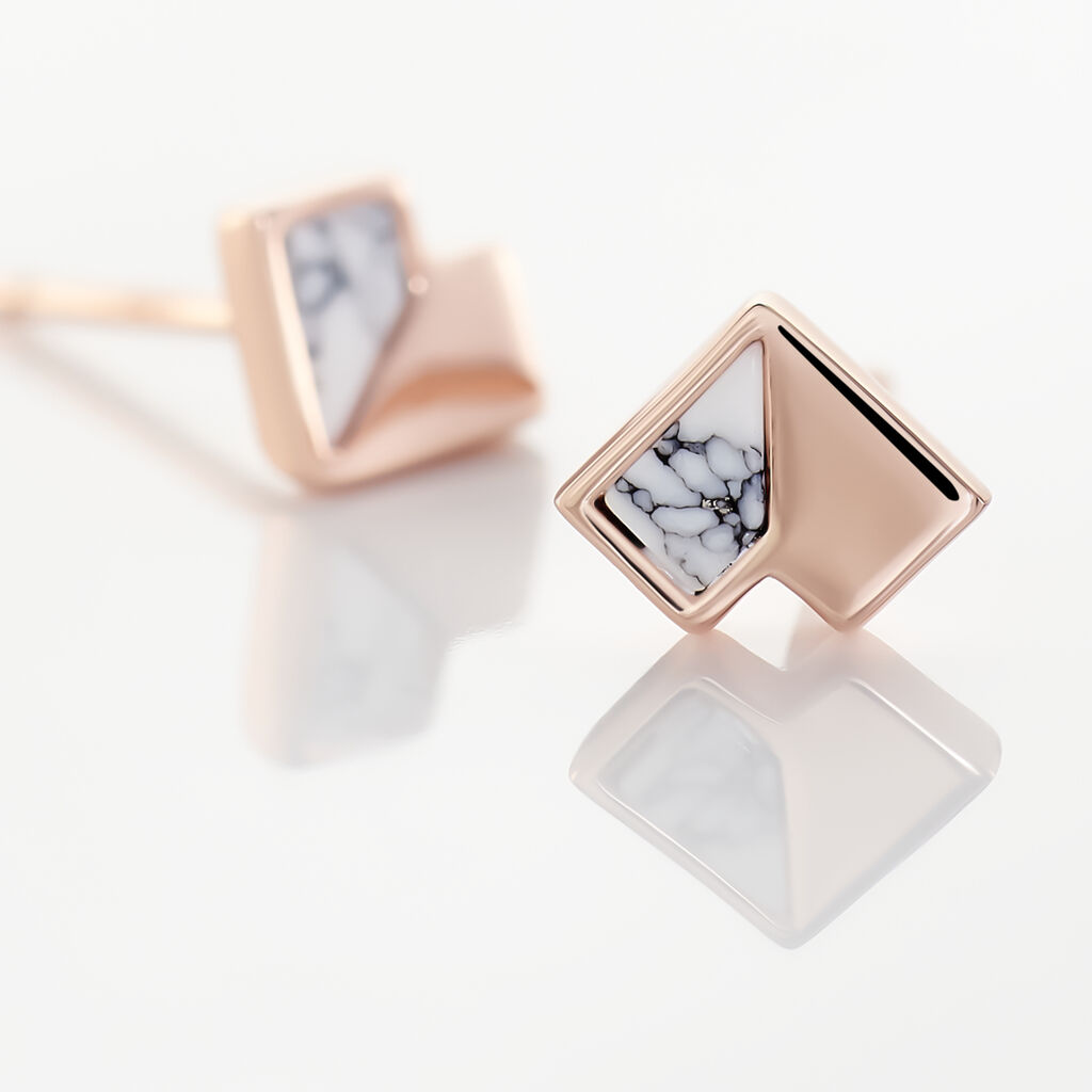 Boucles D'oreilles Puces Rossana Argent Rose Pierre De Synthese