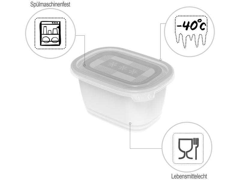 Rotho Vorratsbehälter Freeze 4 Stück, 0.75 l, Transparent Gefrierdosenbox für Lebensmittel
