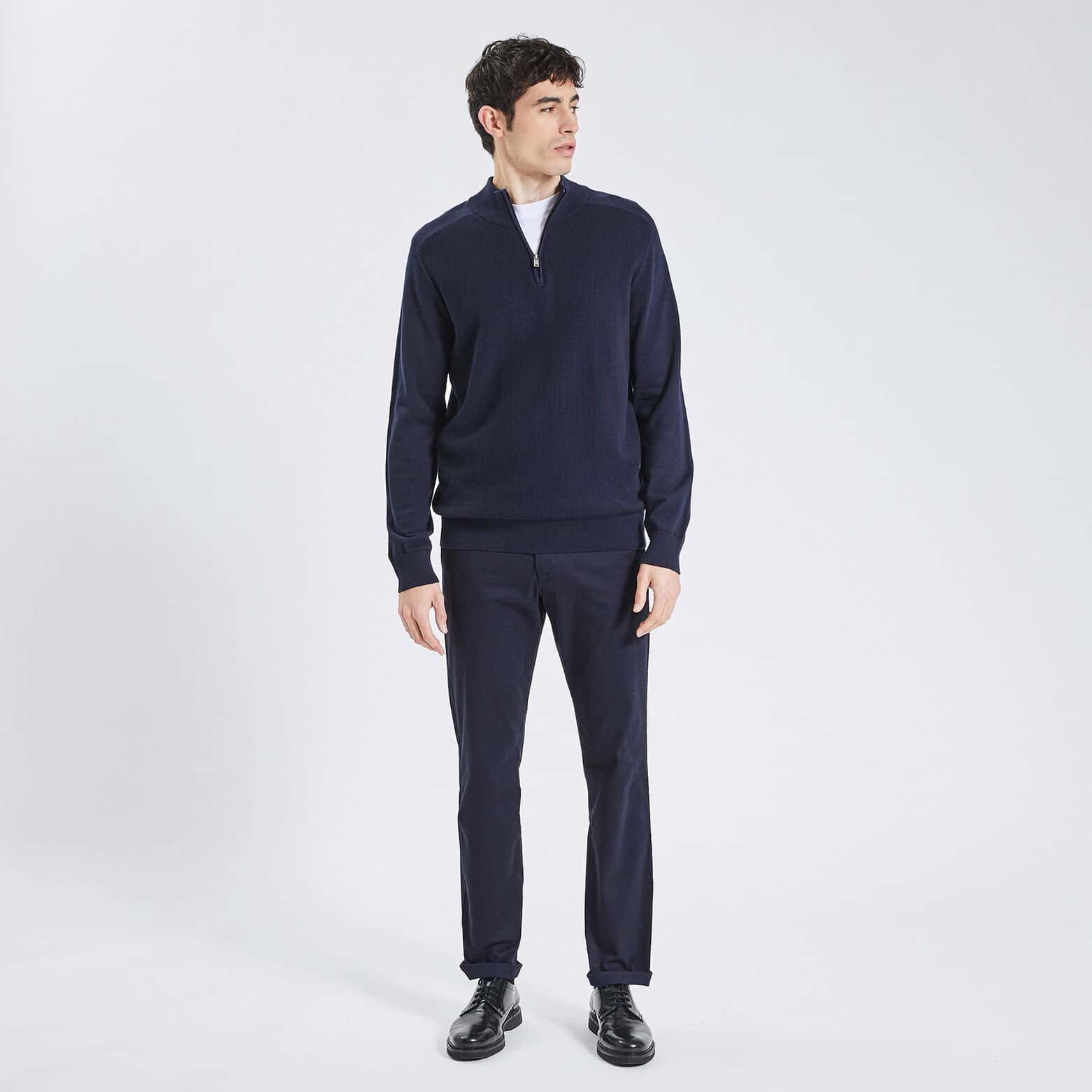 Pantalon chino regular Bleu foncé