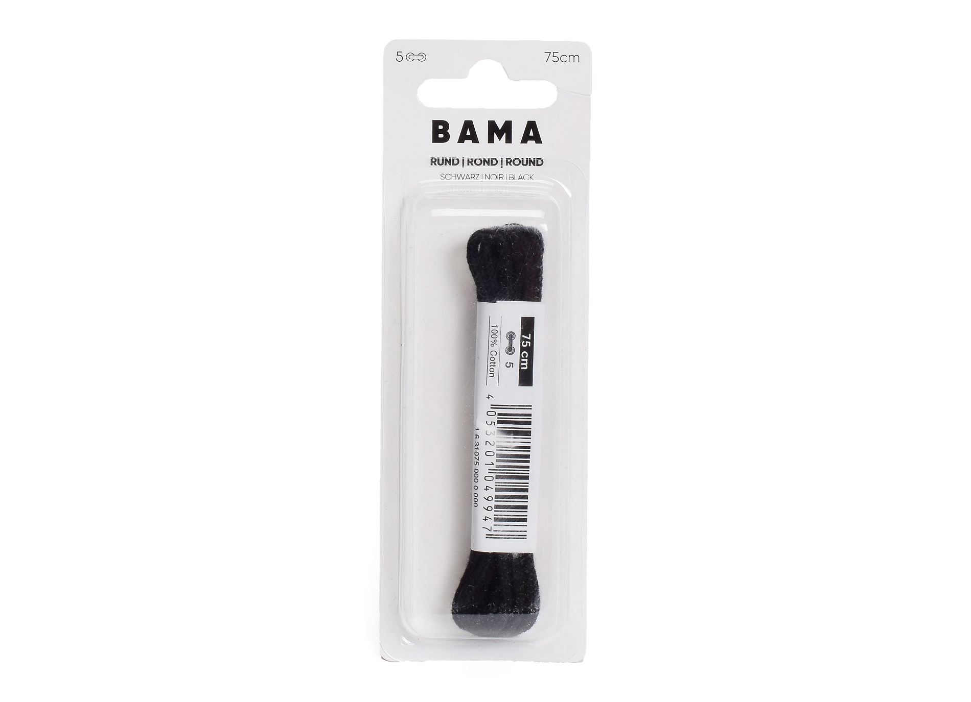 Lacet rond 75 cm noir