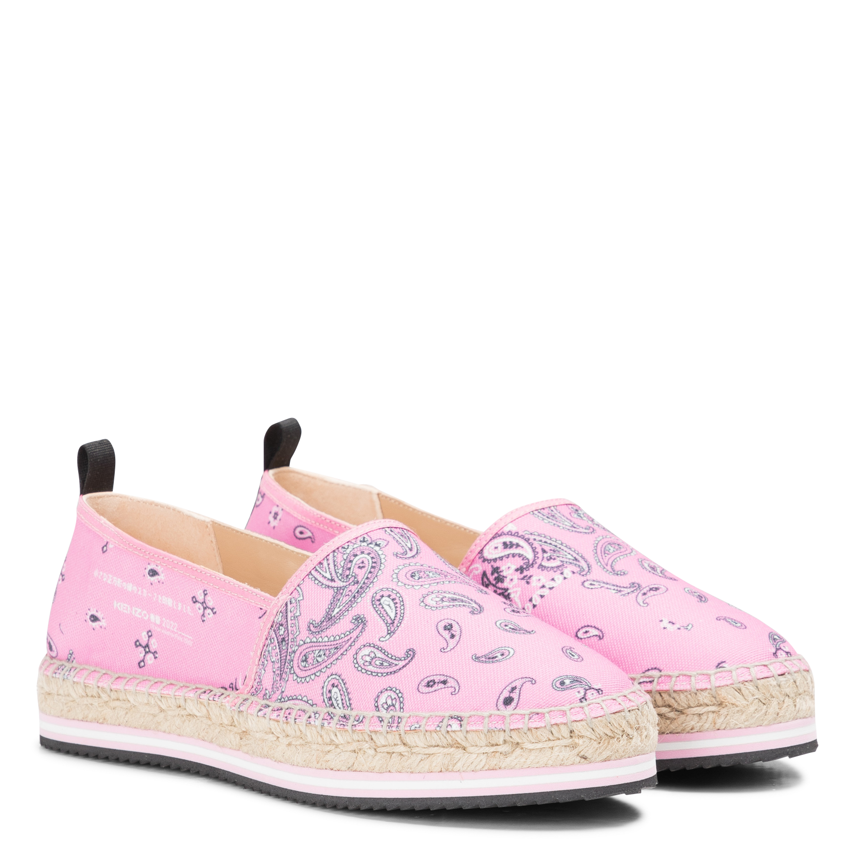 Espadrilles à plateforme imprimé bandana | Rose