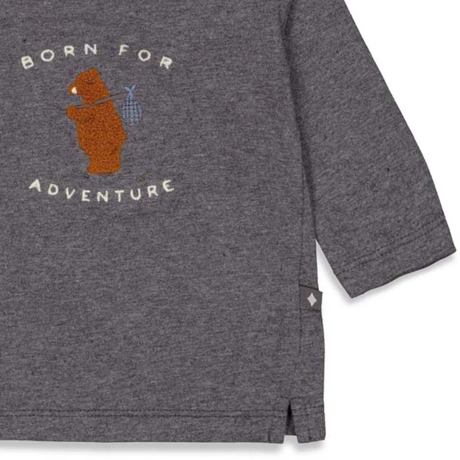 Feetje Langarmshirt Adventure Griddly Bear Antraciet Melange
