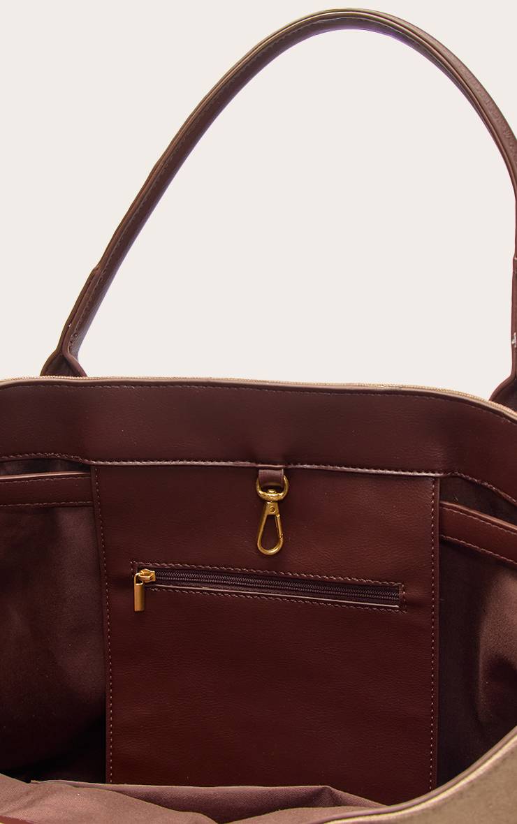 Beige Sac Cabas En Toile Avec Détail Boucle