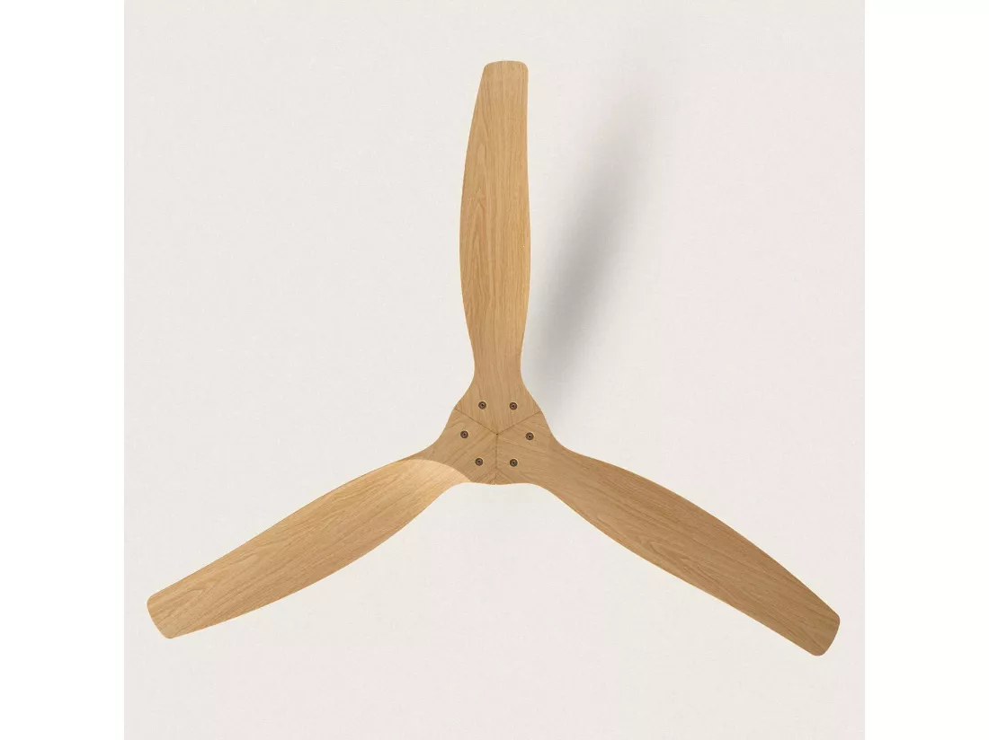 Ventilateur de Plafond Silencieux Angistri Blanc 132cm Motor DC Bois clair Télécommande Sans lumière Non