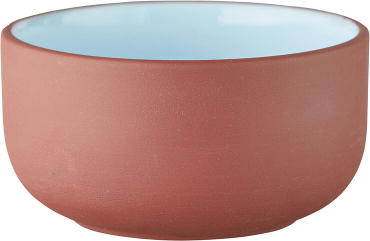 Studio About BOWL, MEDIUM, 2 PCS, CLAY TERRACOTTA, GLAZE LIGHT BLUE, 1256 143