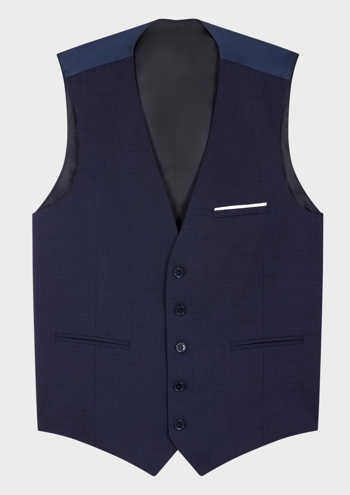 Gilet de costume voyage en laine Marzotto unie bleu marine