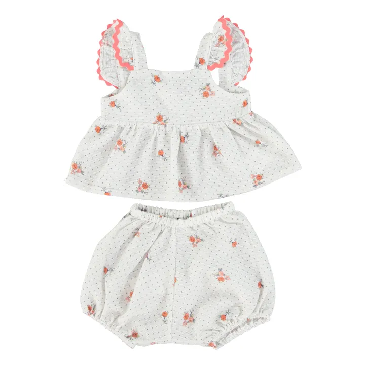 Bebe Organic Bloomer + Blouse Bia Fleurs | Blanc