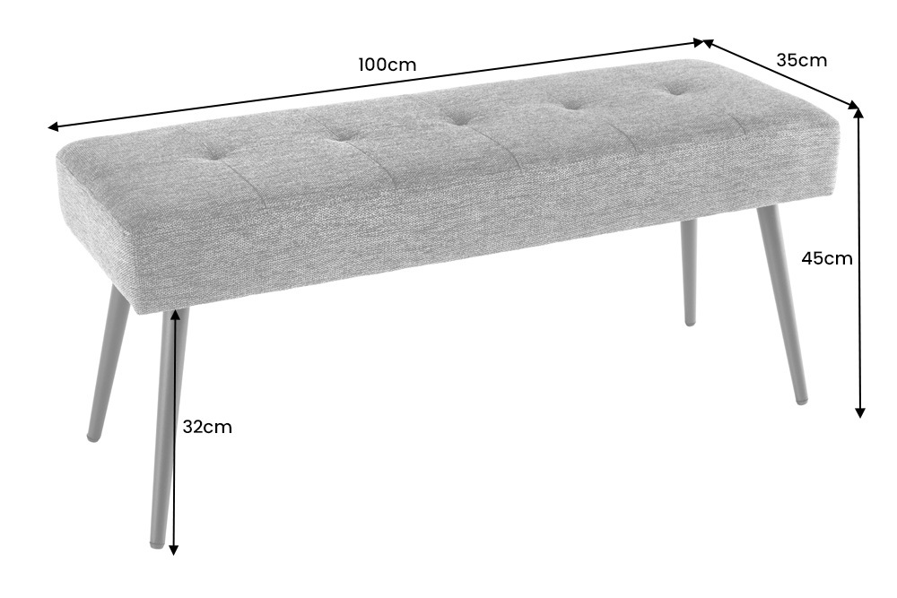 Design Sitzbank BOUTIQUE 100cm antik braun Microfaser schwarze Metallbeine Polsterbank