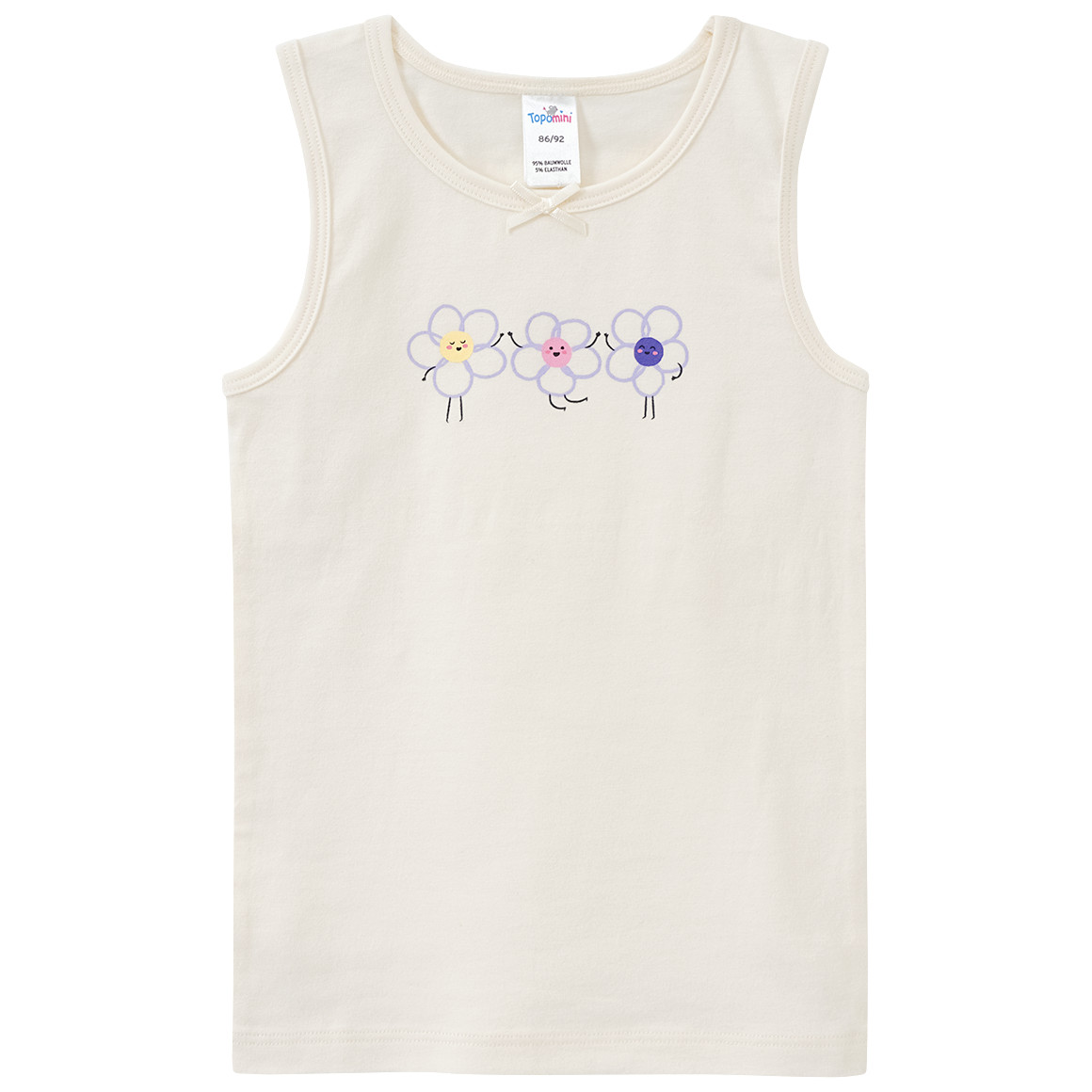 Topomini 2 Baby Unterhemden mit Blumen-Print helllila / creme