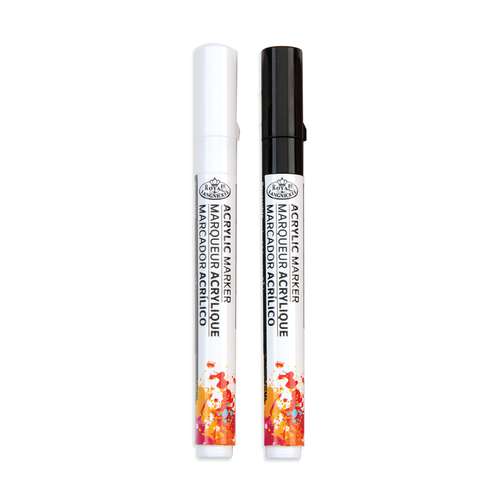 Royal & Langnickel® ACRYLIC MARKER – 2er Set Schwarz & Weiß, Reversible Tip