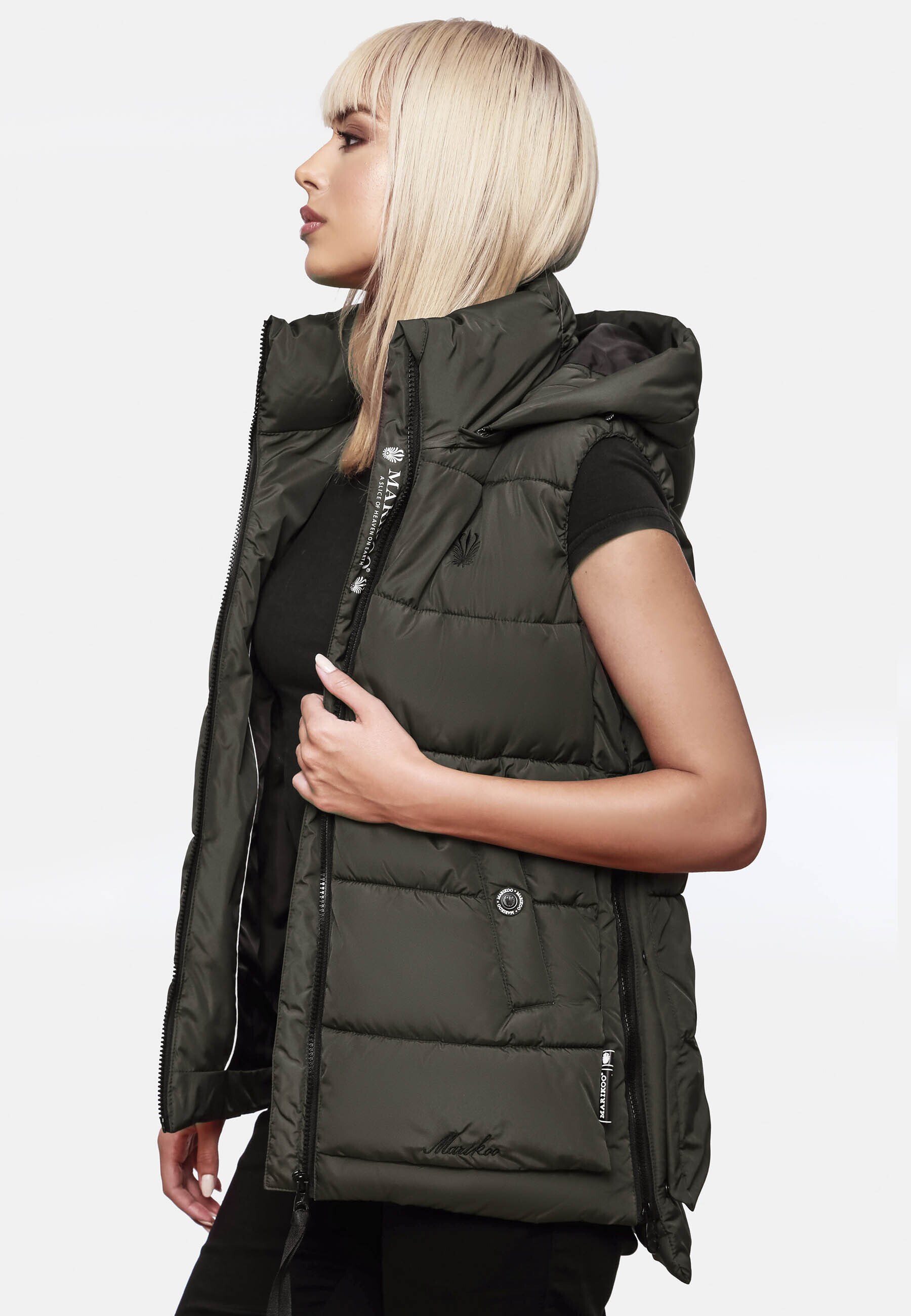 MARIKOO Damen Steppweste Bodywarmer mit Kapuze Zarinaa