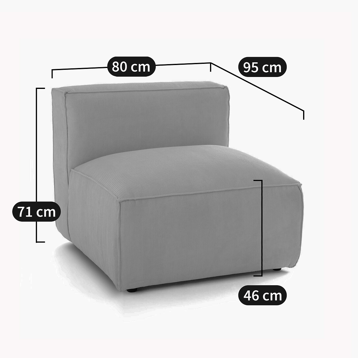 LA REDOUTE INTERIORS<br>Poltrona modular em madeira vintage com rodas caneladas, Seven