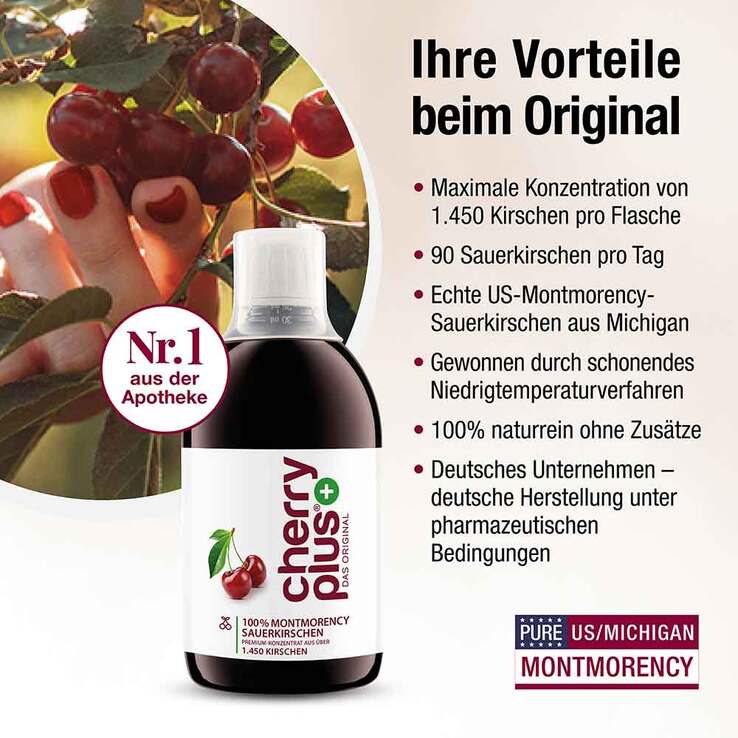 Cherryplus Das Original Montmorency Sauerk.-Konzentrat , 3X500 ml