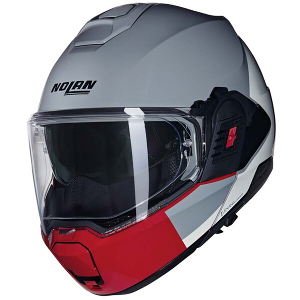 Nolan - Casque N120-1 Grafo N-Com Gris / Blanc / Rouge / Brillant