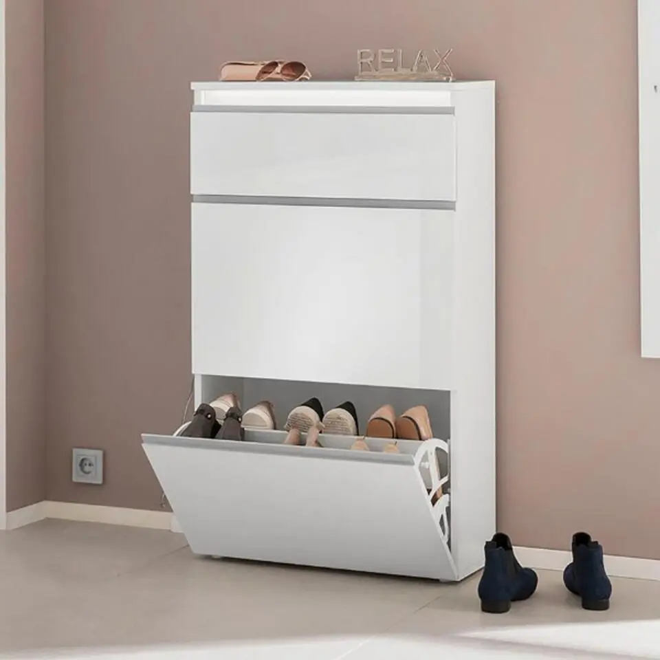 Webfurniture Schoenenkast Avada - 60 x 26,5 x 108 cm - High Gloss White