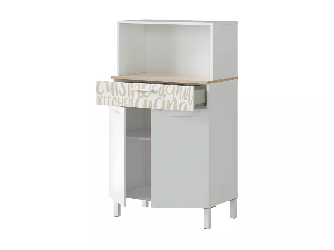 Meuble bas de cuisine 2 portes + 1 tiroir Blanc - CHINI - L 72 x l 40 x H 126 cm