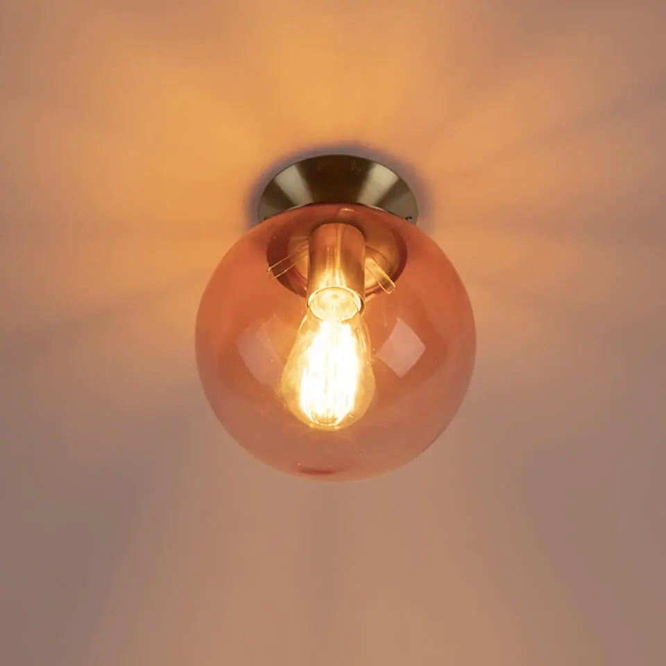 Qazqa plafondlampen pallon roze e27