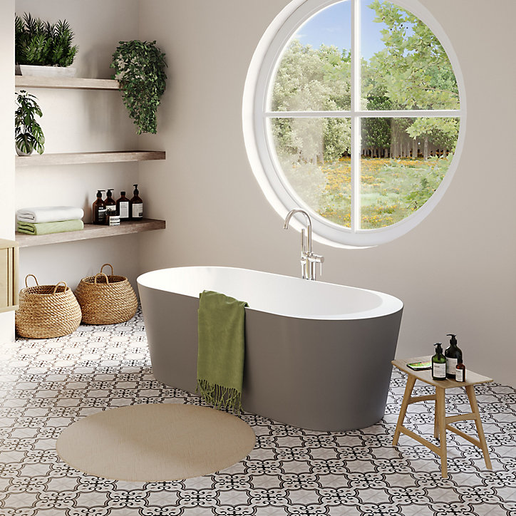 Baignoire îlot Huron L. 180 cm x l. 80 cm gris